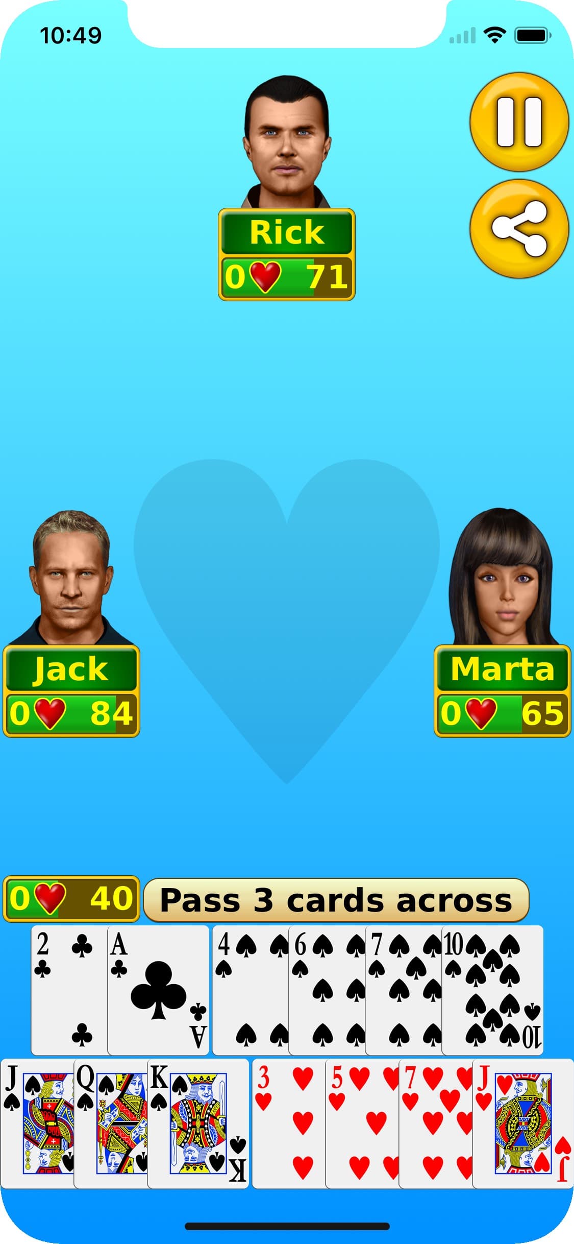 Hearts - Play online & offline screenshot 2 - screenshot