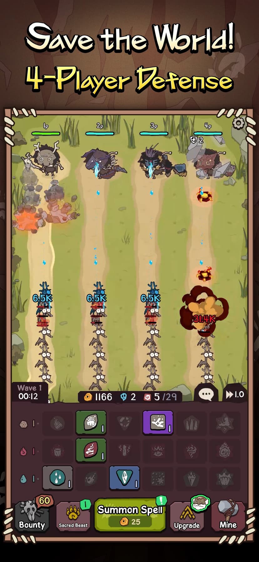 Epic Shaman Battle: 4P Defense screenshot 1 - screenshot