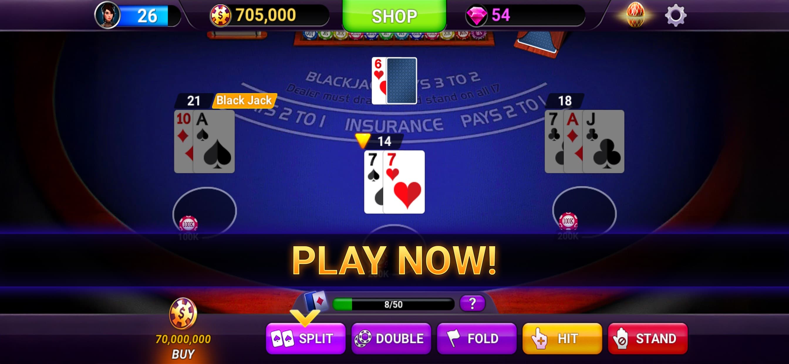 Blackjack 21: online casino screenshot 3 - screenshot