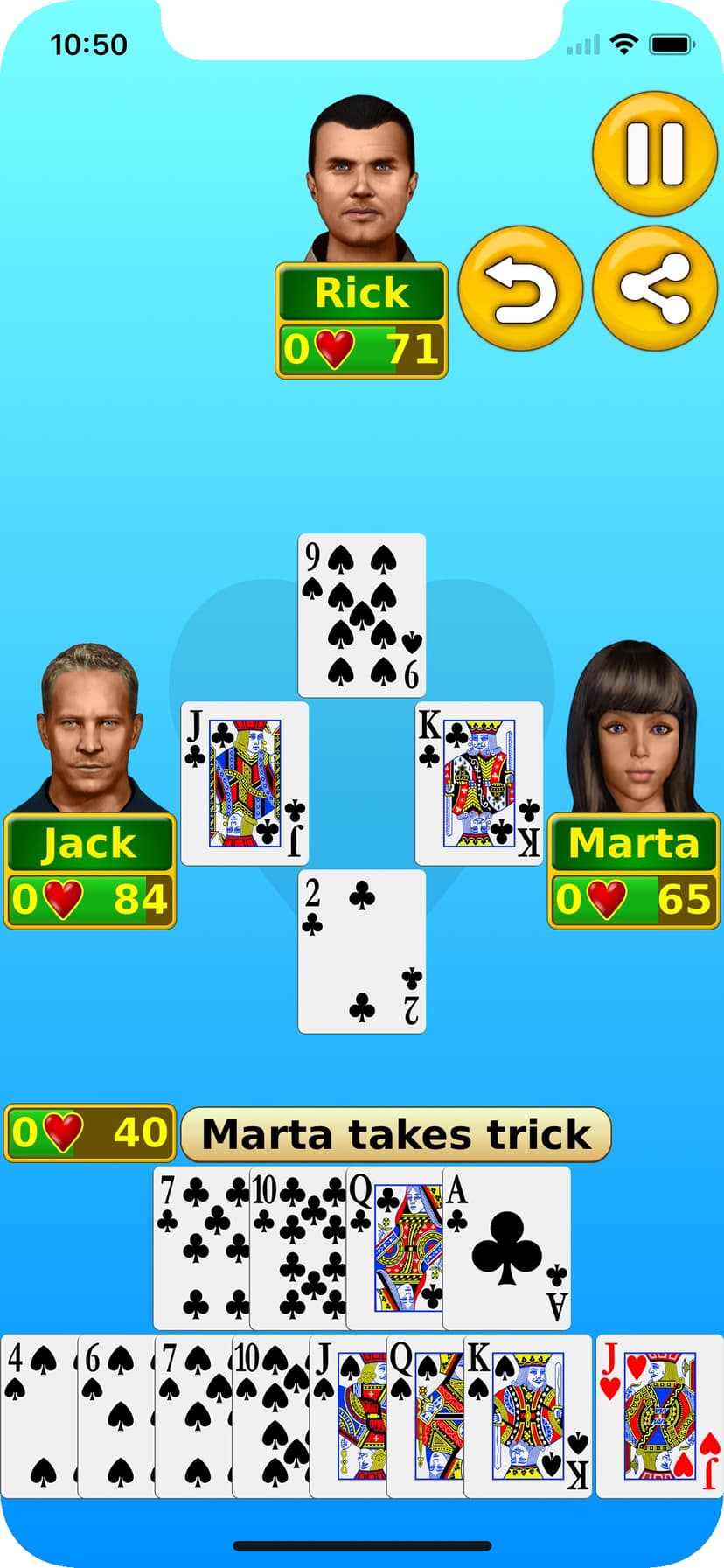 Hearts - Play online & offline screenshot 1 - screenshot
