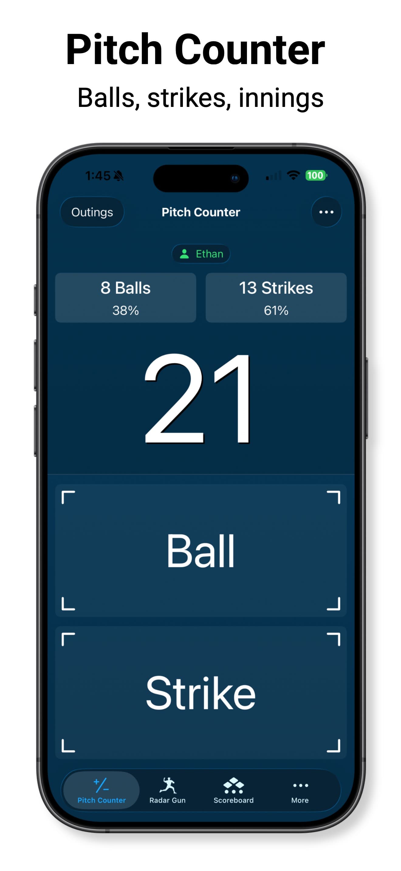 Pitch Counter & Radar Gun screenshot 1 - screenshot