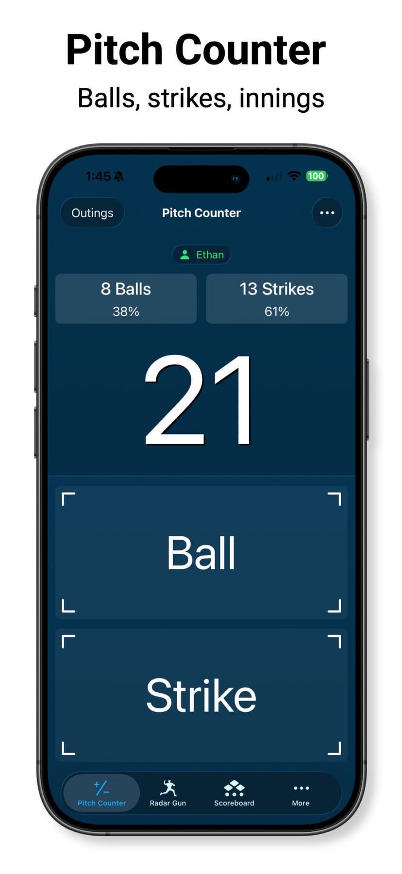 Pitch Counter & Radar Gun screenshot 1 - screenshot