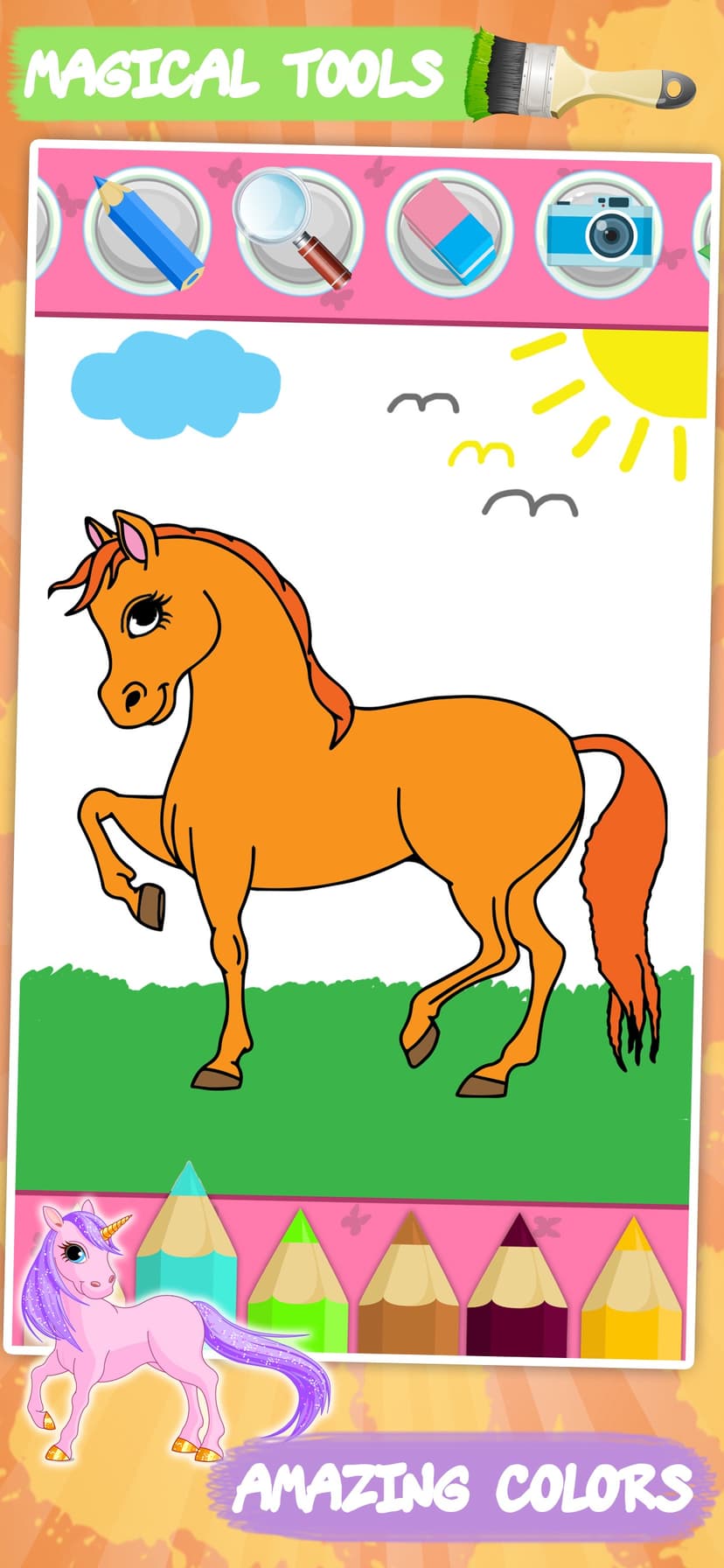 Coloring book Unicorn & Horses screenshot 1 - screenshot