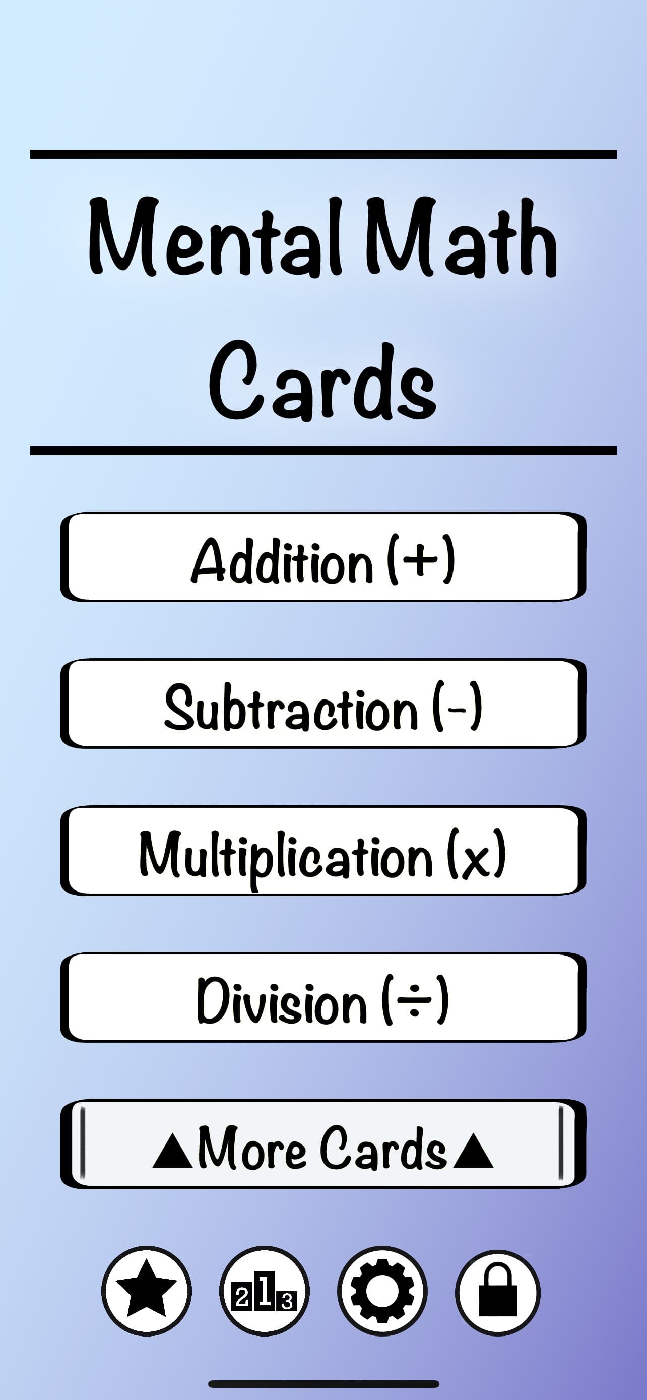 Mental Math Cards Games & Tips screenshot 1 - screenshot